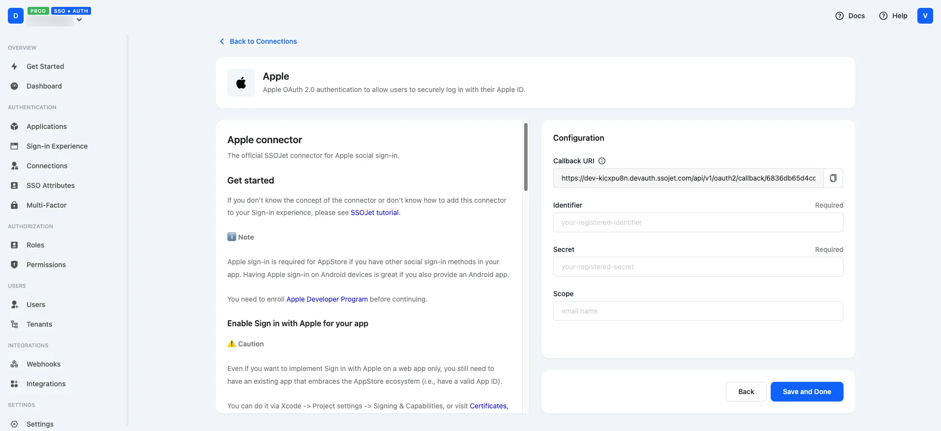 Apple Configuration Page